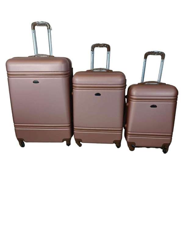 Smte - 3 Piece Hard Outer Shell Luggage Set - Pink with keychain