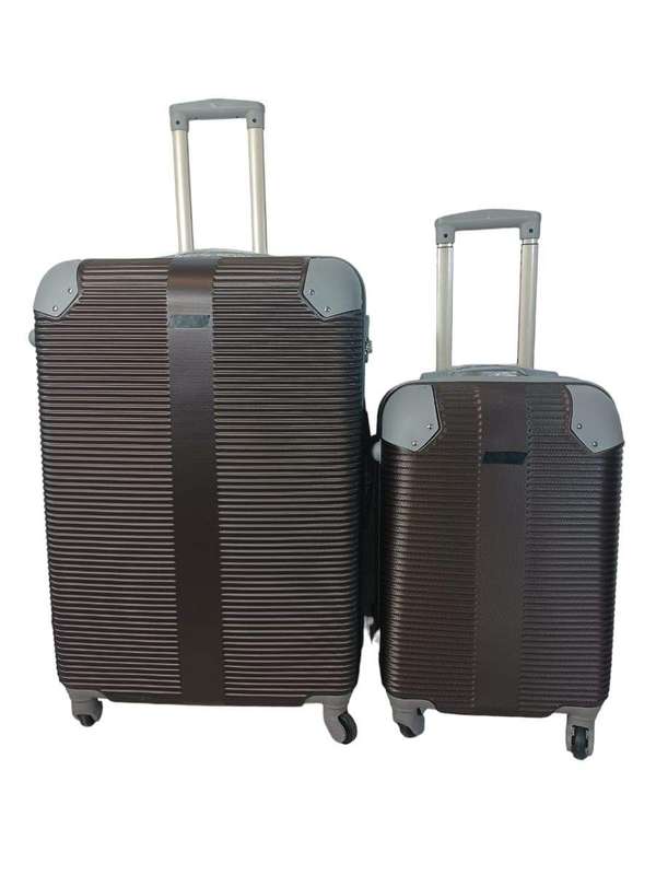 Smte - 2 Piece Hard Outer Shell Luggage Set-Brown with keychain
