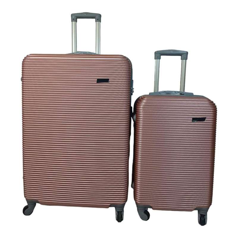 SMTE 2 Piece Hard Outer Shell Luggage Set - Pink with keychain