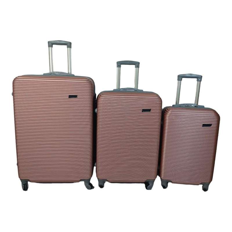 SMTE 3 Piece Hard Outer Shell Luggage Set - Pink with keychain