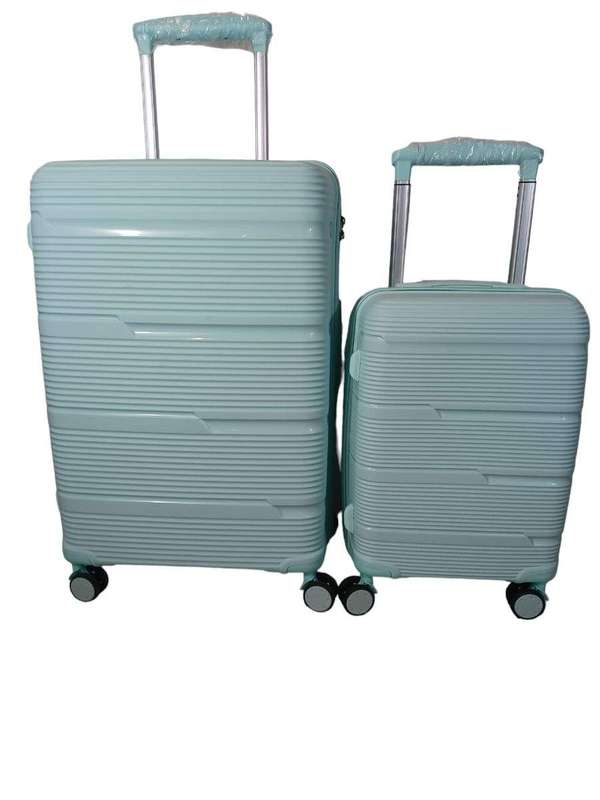 SMTE 2 Piece Hard Outer Shell Luggage Set-Green with keychain