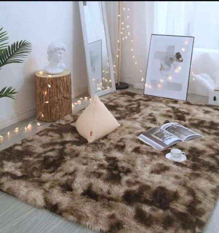 SMTE Rugs Shaggy Fluffy Carpets - Gold with keychain