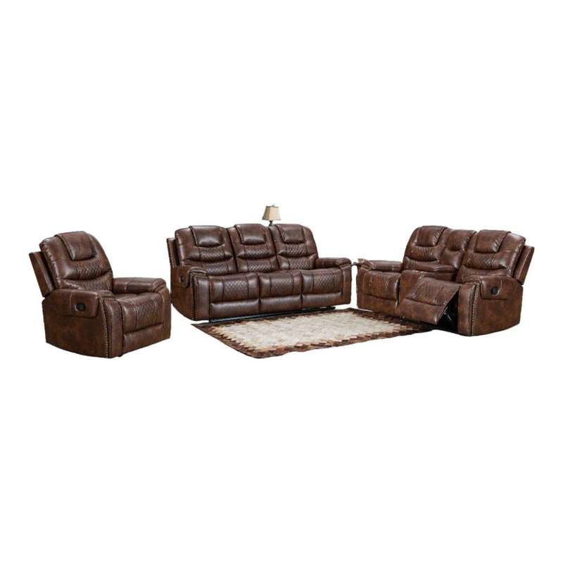 Smte Leather Recliner Set - CX002 - 3 Piece - Brown with keychain