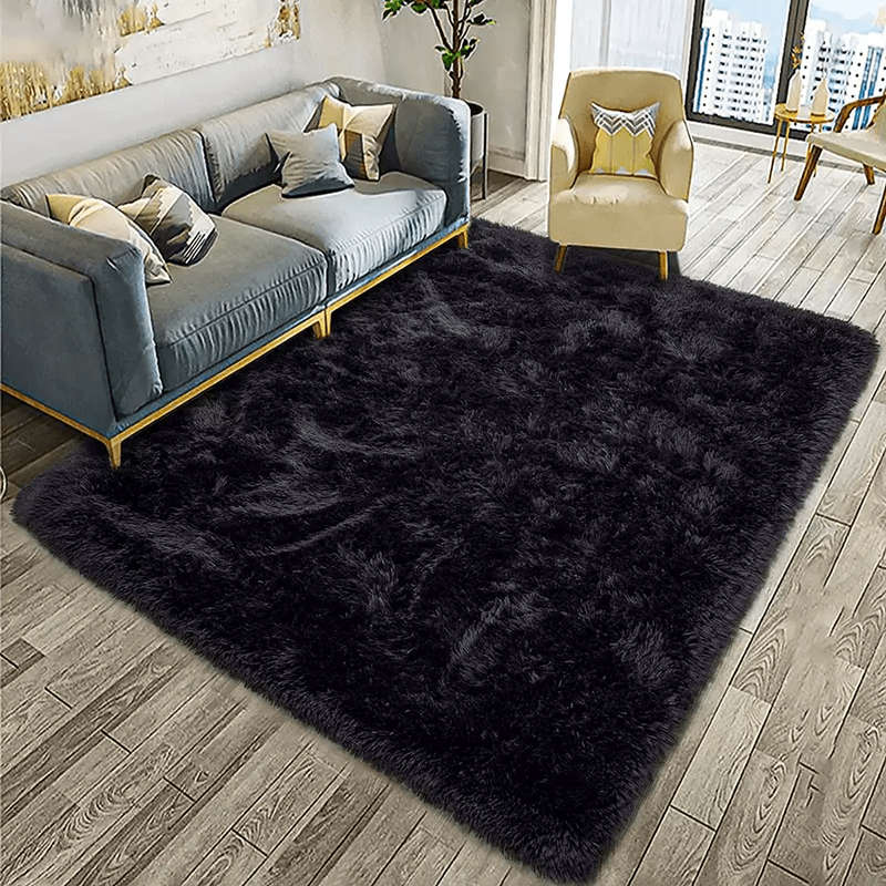 SMTE Fluffy Rug - Midnight Black with keychain