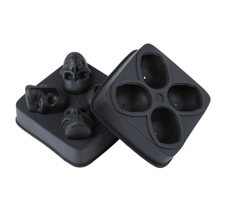 SMTE Skull Shape Silicone 3D Ice Cube Mold Tray - 4 Piece with keychain