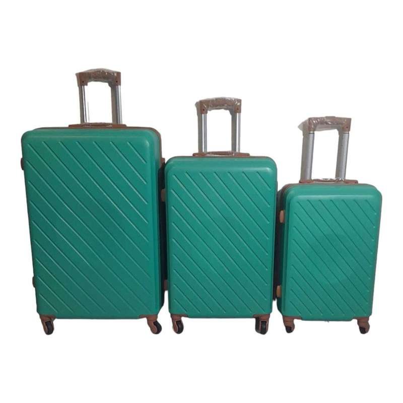 SMTE 3 Piece Hard Outer Shell Luggage Set Premium ZT - Green with keychain