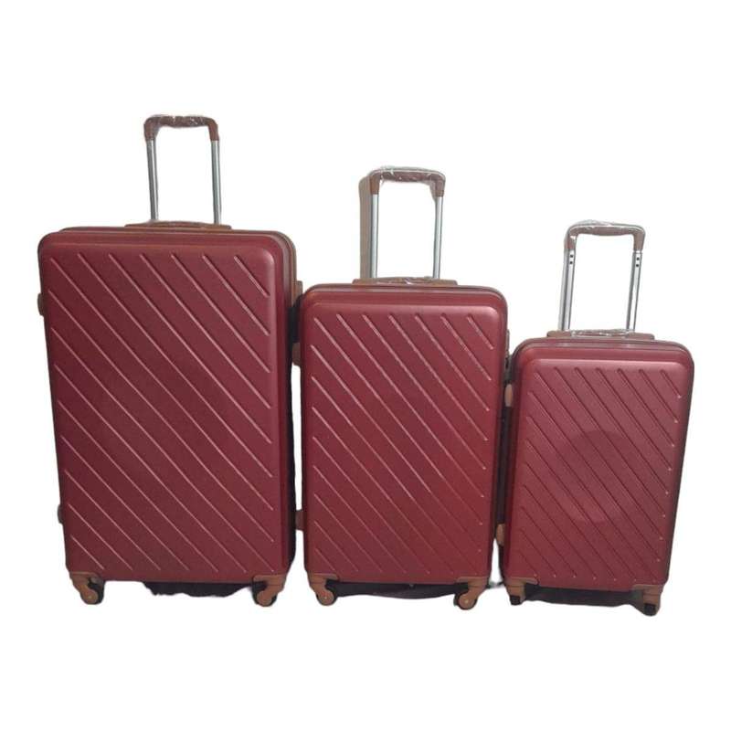 SMTE 3 Piece Hard Outer Shell Luggage Set Premium ZT - Red with keychain