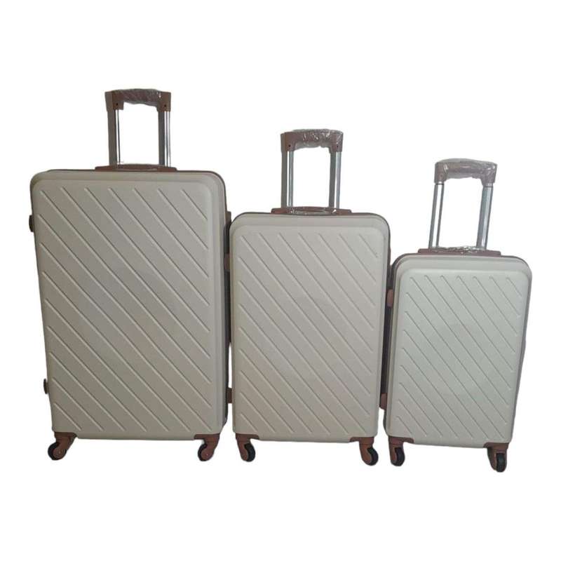 SMTE 3 Piece Hard Outer Shell Luggage Set Premium ZT - White with keychain