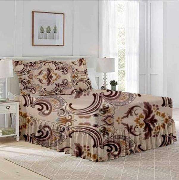 SMTE 5 Piece Bedspread Set - Brown - Double with keychain
