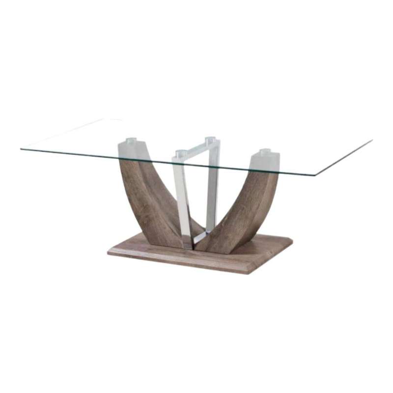 SMTE Bateau Glass Coffee Table - Nature with keychain
