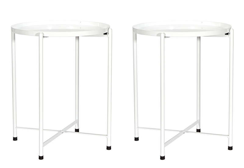 SMTE 2 x Metal Coffee Tables - White with keychain