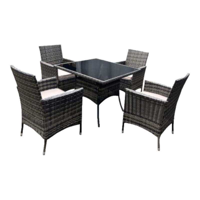 Smte -Contour Outdoor 4 Piece Rattan Patio Furniture Set - Black with keychain
