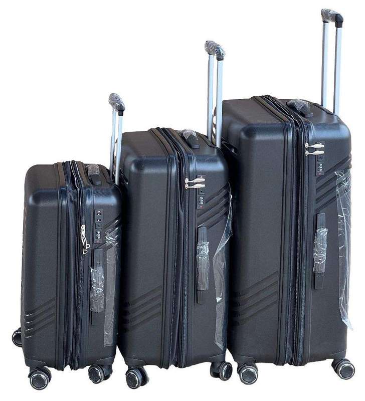 SMTE Le Emporer Unbreakable and Expandable Suitcase Set-30inch Luggage Set - Black with keychain