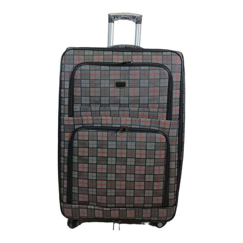SMTE Trolley 1-Piece Travel Luggage Spinner - Fabric-Grey - 26 cm with keychain