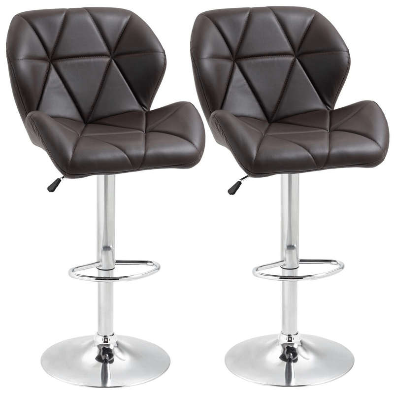 SMTE 2 x Modern Diamond Padded Bar Stools - Brown with keychain
