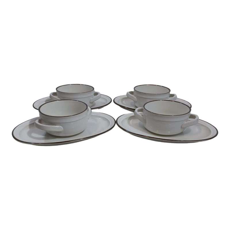 SMTE 8 Piece Ceramic Bowl and Side Plate Set with keychain