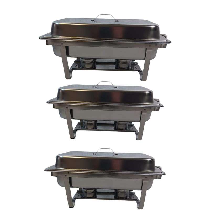 SMTE Disano - Stainless Steel Single tray Chafing Dish -11 liter Set of 3 with keychain