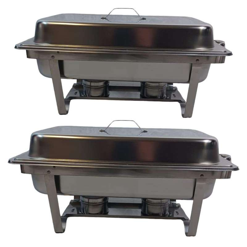 SMTE Disano - Stainless Steel Single tray Chafing Dish -11 liter Set of 2 with keychain