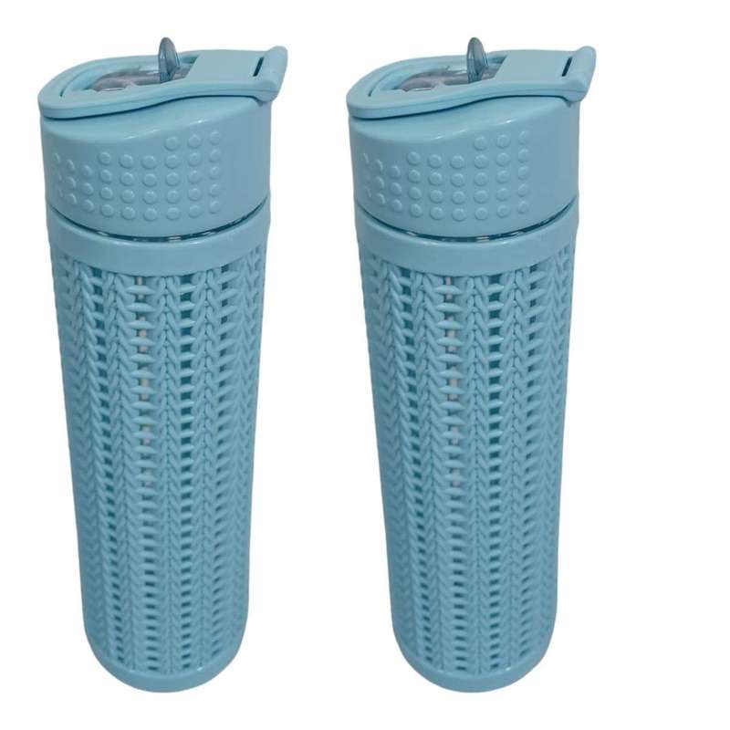 SMTE Water Bottle with Weaving Pattern - 2 Pack with keychain