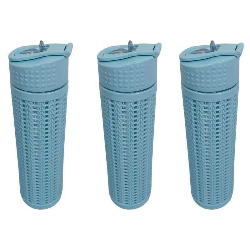 SMTE Water Bottle With Weaving Pattern - 3 Pack with keychain