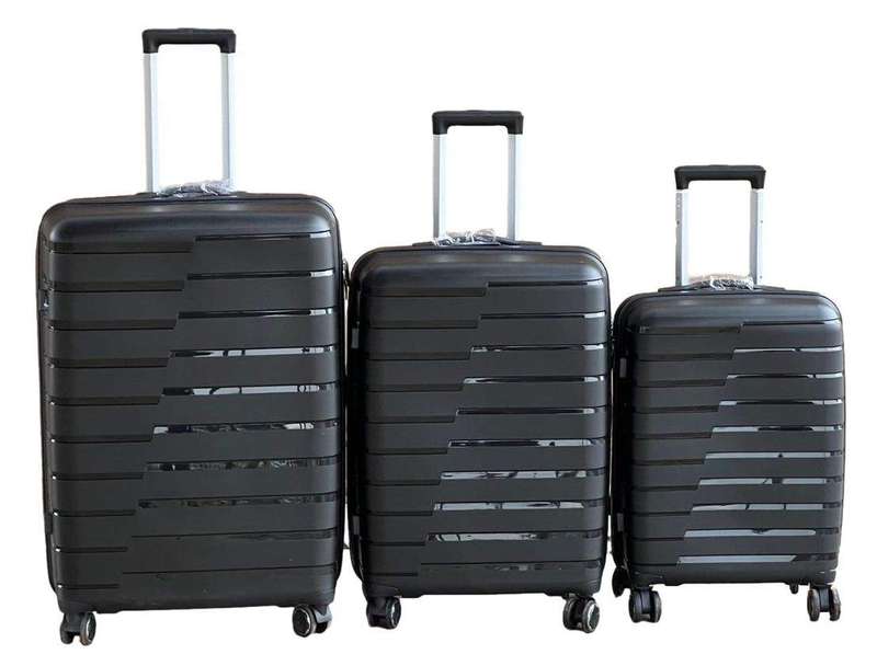 SMTE Unbreakable PP Luggage-3 Piece Suitcase Set 29inch - Black with keychain