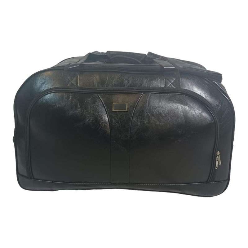 SMTE Travel Duffel Bag PU Leather Overnight Weekender Bag with keychain