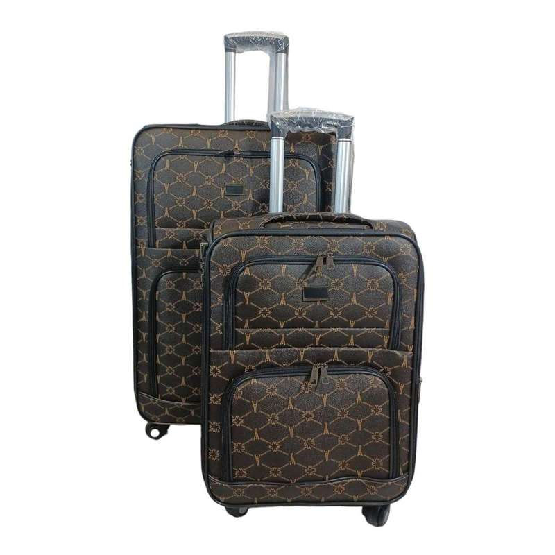 SMTE Trolley 2 Piece Travel Luggage Spinner - Brown with keychain