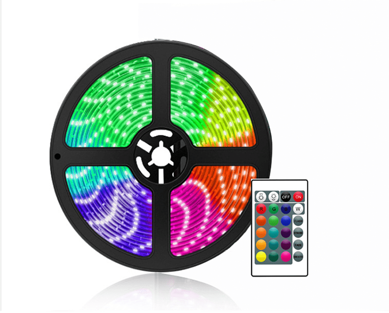 SMTE 5M LED Strip Lights, Color Changing Light Strip With Remote Control with keychain