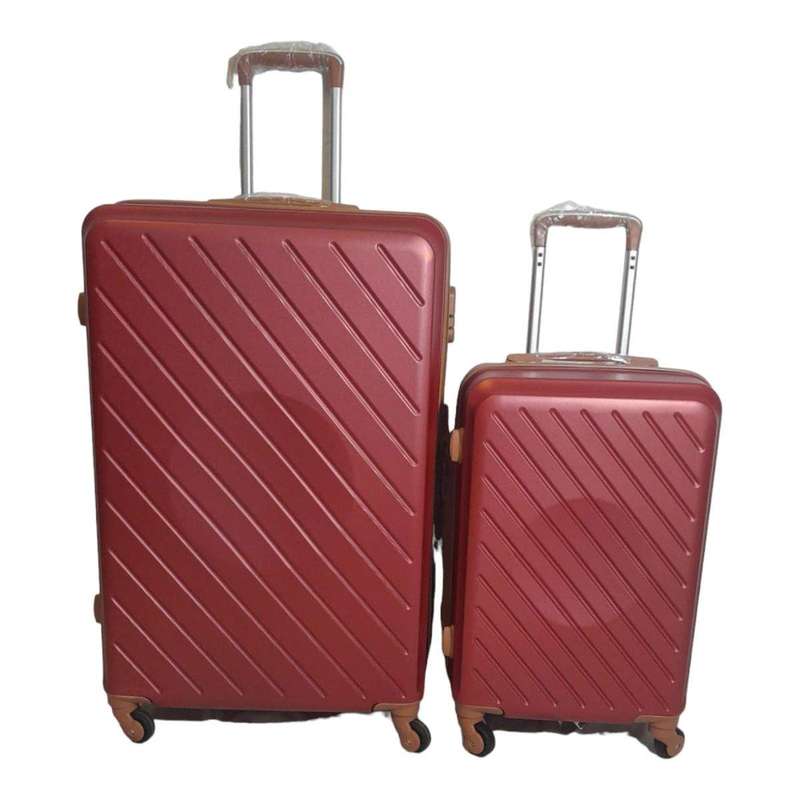 Smte - 2 Piece Hard Outer Shell Luggage Set Premium ZT - Red with keychain