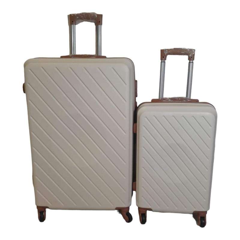 Smte - 2 Piece Hard Outer Shell Luggage Set Premium ZT - White with keychain