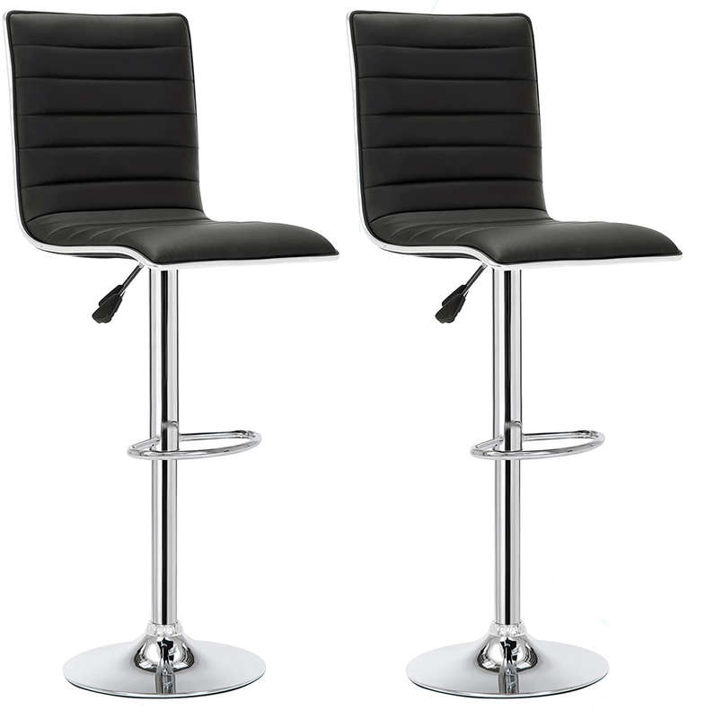 SMTE 2 x Stylish Modern Bar Stools - Black with keychain