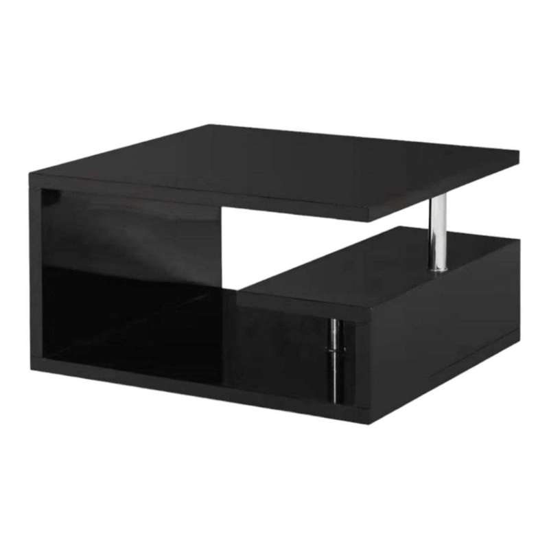 Smte - Coffee Tables - Tempered Glass Top - Wooden Base - Black with keychain