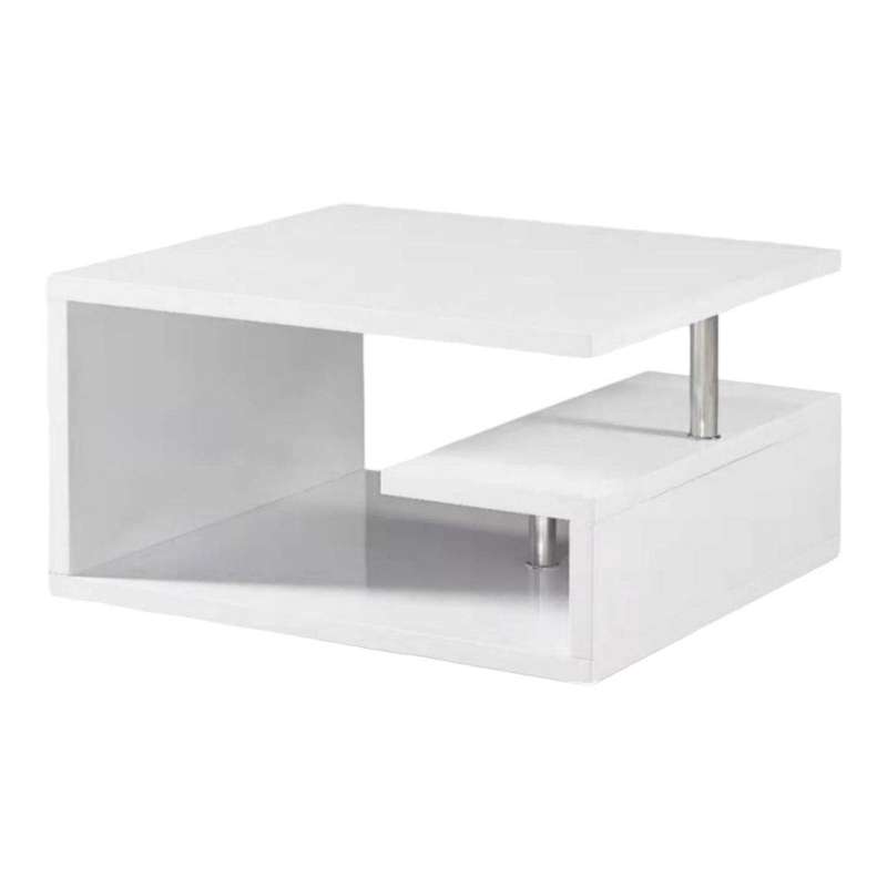 Smte - Coffee Tables - Tempered Glass Top - Wooden Base - White with keychain