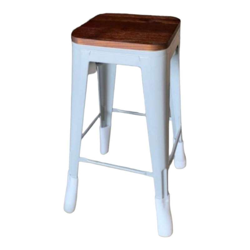 SMTE High Metallic Stackable Sturdy Bar stool-White with keychain