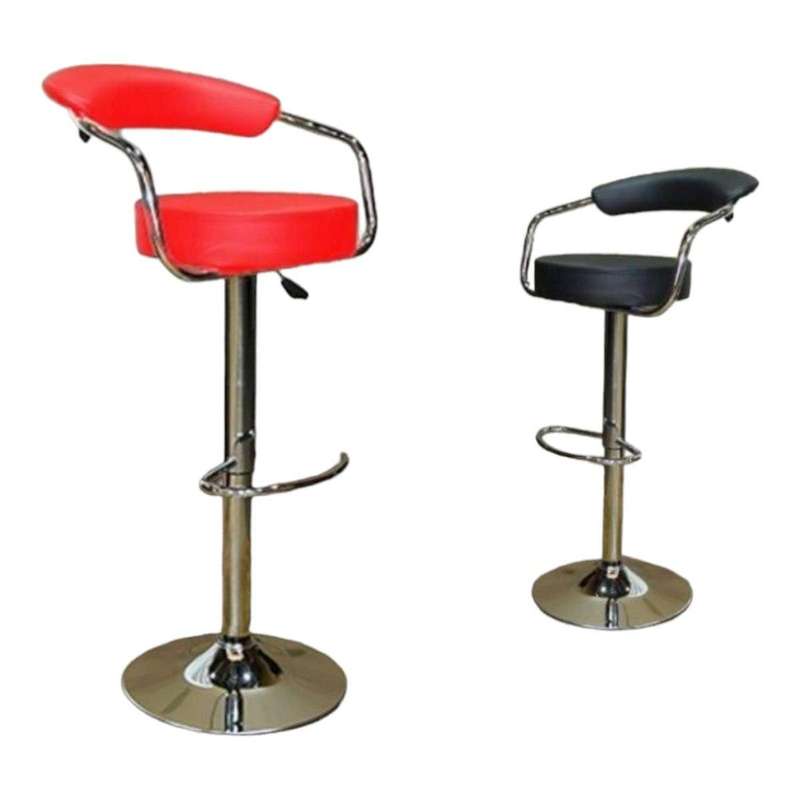 Smte - Bar Stools with Arms and Chrome Base - Set of 2-Black & Red with keychain