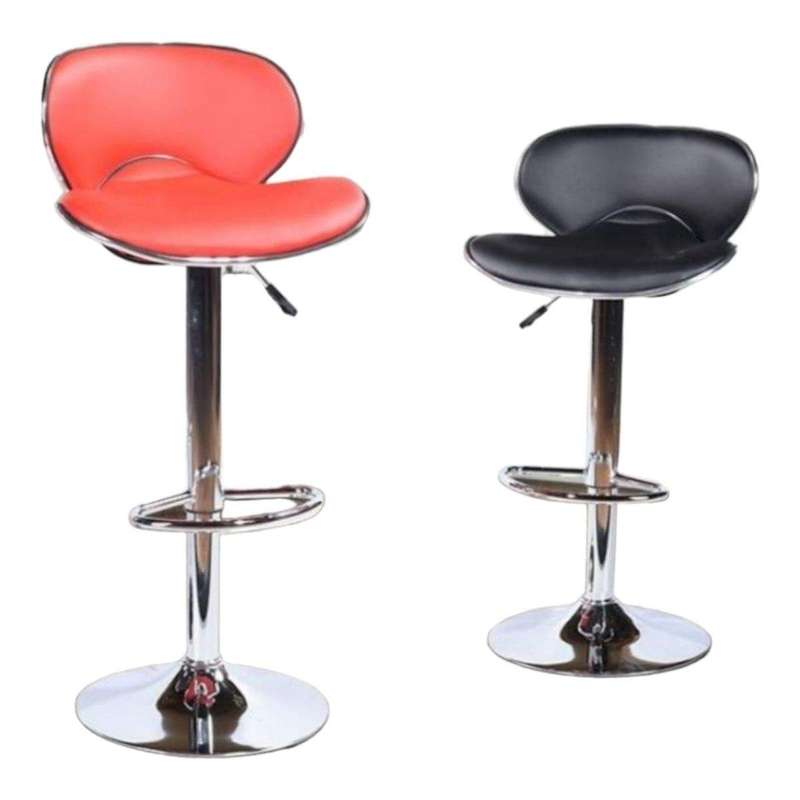 Smte - Bar Stools with Arms and Chrome Base - Set of 2 -Black & Red with keychain