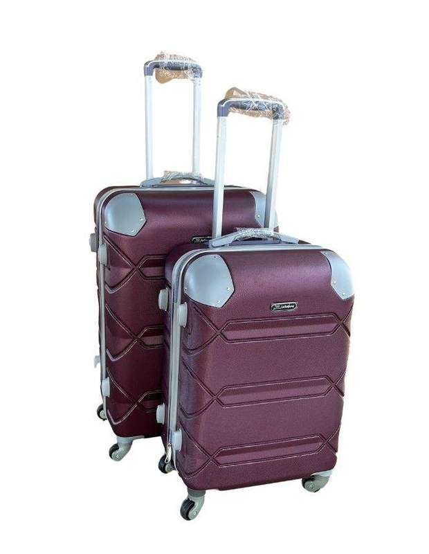 SMTE Le Emporer Lightweight 2 Piece Luggage Set - Suitcase with Corner Protectors - Maroon with k...