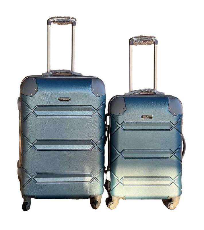 SMTE Le Emporer Lightweight 2 Piece Luggage Set - Suitcase with Corner Protectors - Sky Blue with...
