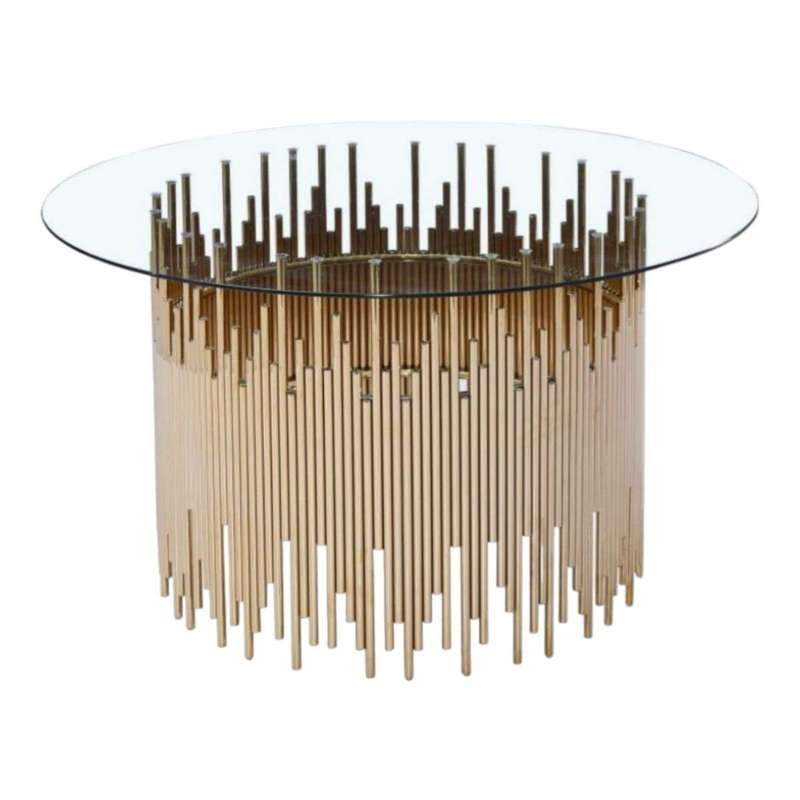 SMTE Glass Round Dining Room Table with Metal Legs with keychain