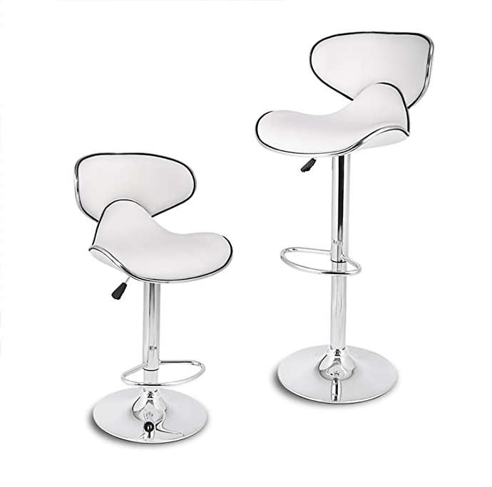 SMTE 2 x Modern Stylish Bar Stools - White with keychain