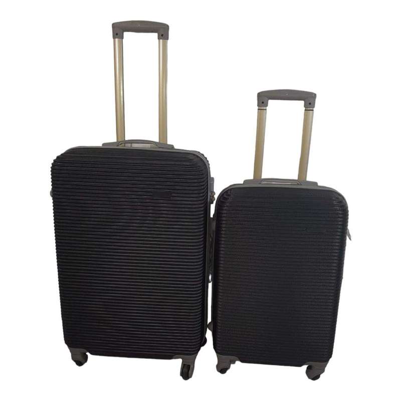 Smte Hard Outer Shell Luggage - 2 Piece - Black with keychain
