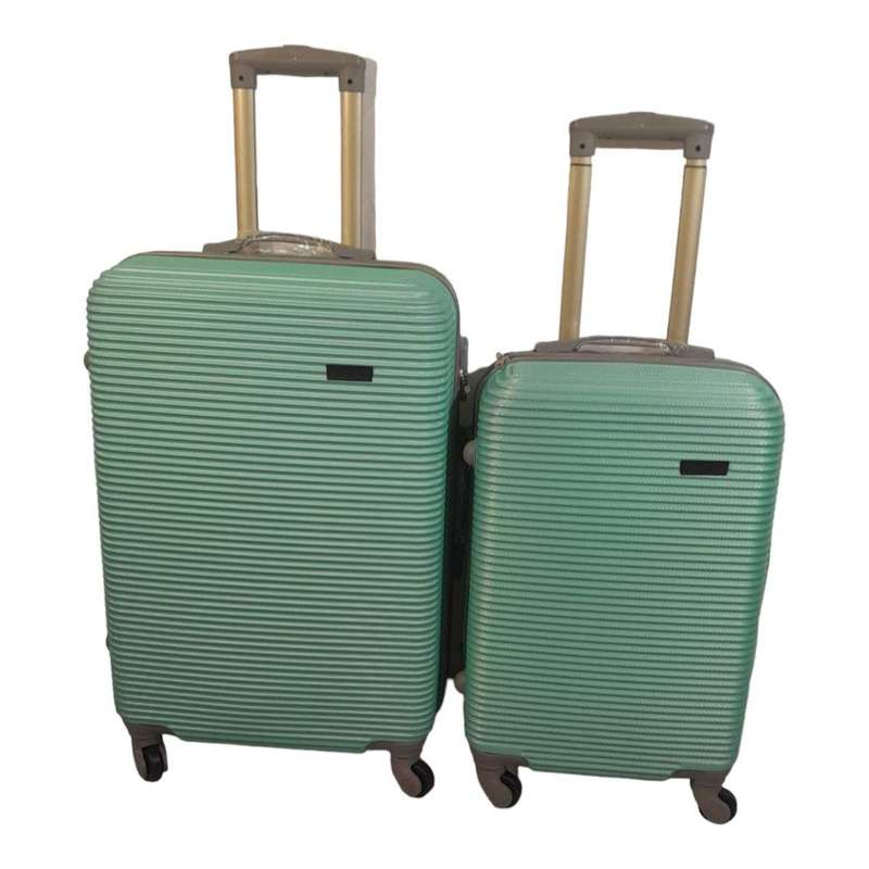 Smte Hard Outer Shell Luggage - 2 Piece - Green with keychain