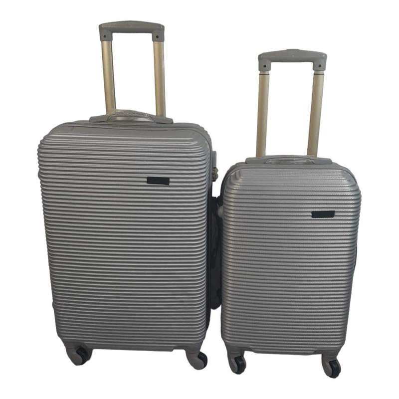 Smte Hard Outer Shell Luggage - 2 Piece - Silver with keychain