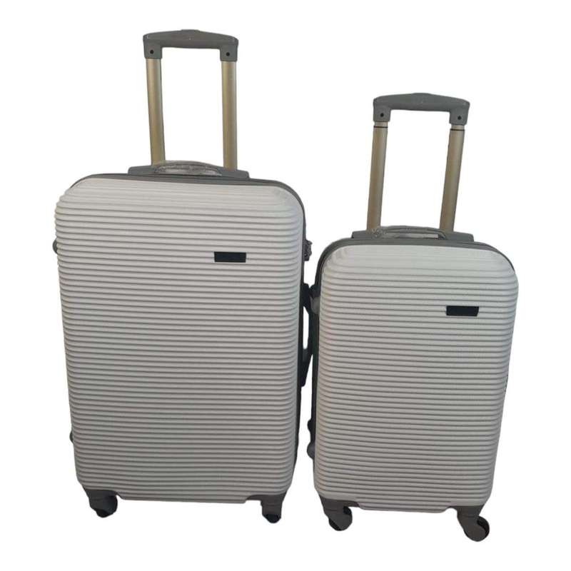 Smte Hard Outer Shell Luggage - 2 Piece - White with keychain