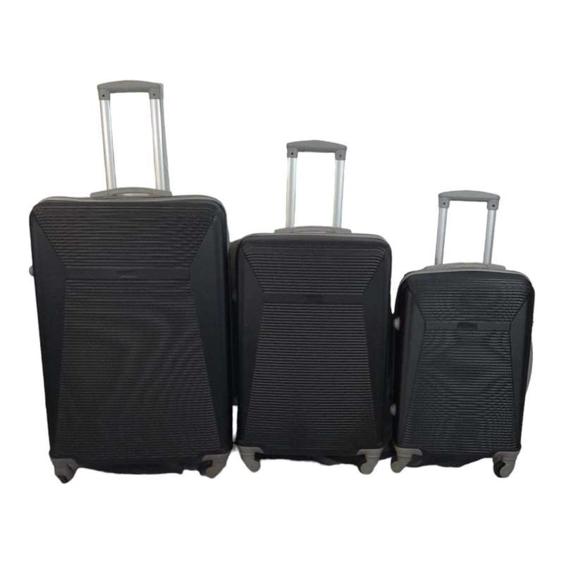 Smte Hard Outer Shell Luggage - 3 Piece - Black with keychain