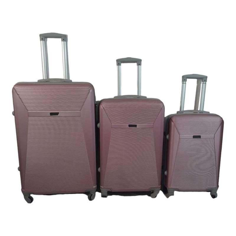 Smte Hard Outer Shell Luggage - 3 Piece - Pink with keychain