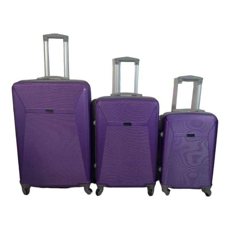Smte Hard Outer Shell Luggage - 3 Piece - Purple with keychain