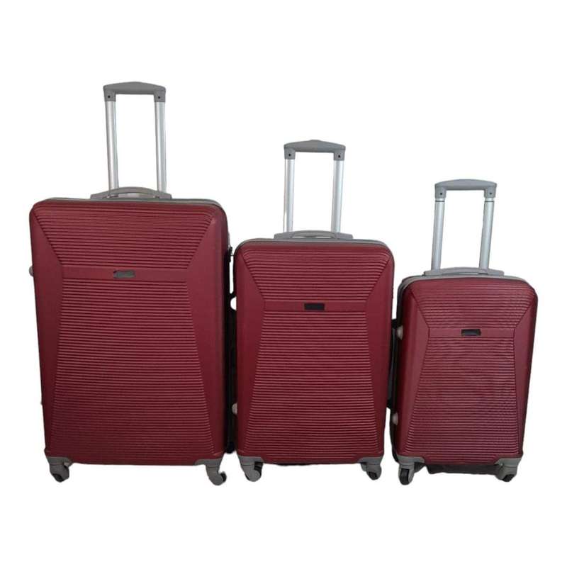 Smte Hard Outer Shell Luggage - 3 Piece - Red with keychain