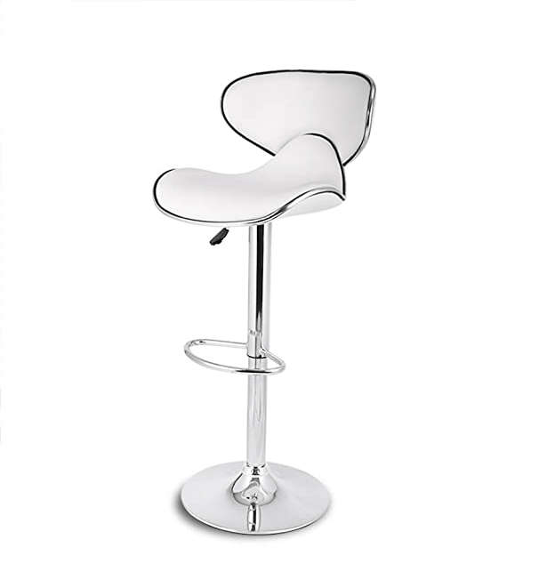 SMTE Modern Stylish Bar Stool - White with keychain
