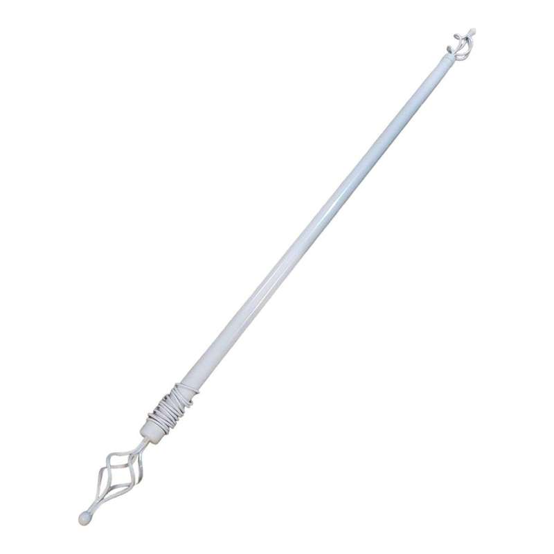 SMTE Expandable Curtain Single Rod With Twisted Cage Finial - (3m) - White with keychain